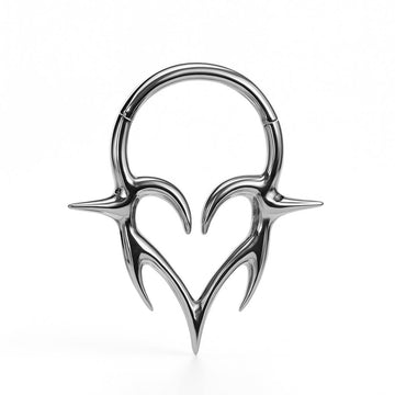 CLICKER TRIBAL HEART - KOLCZYK DO PIERCINGU Z TYTANU SREBRNY