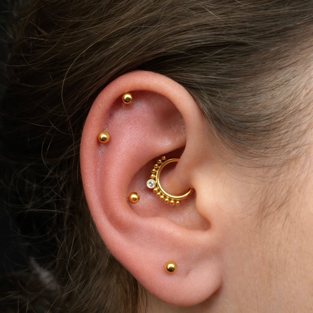 Tytanowe KÓŁKO clicker do piercingu ucha i nosa ZŁOTY