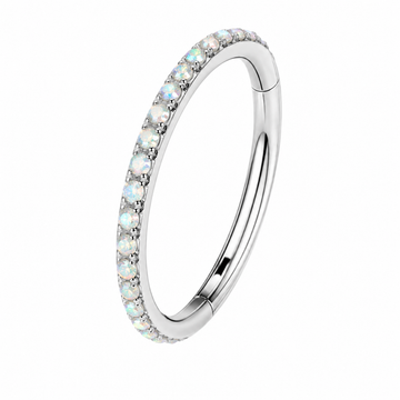 KOLCZYK CLICKER DO PIERCINGU UCHA Z CYRKONIAMI – TYTANOWY SREBRNY