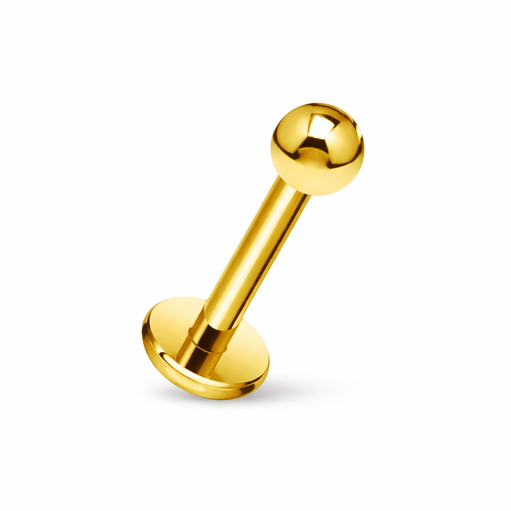 LABRET DO PIERCINGU TYTANOWY Z KULKĄ – GWINT ZEWNĘTRZNY,ZŁOTY