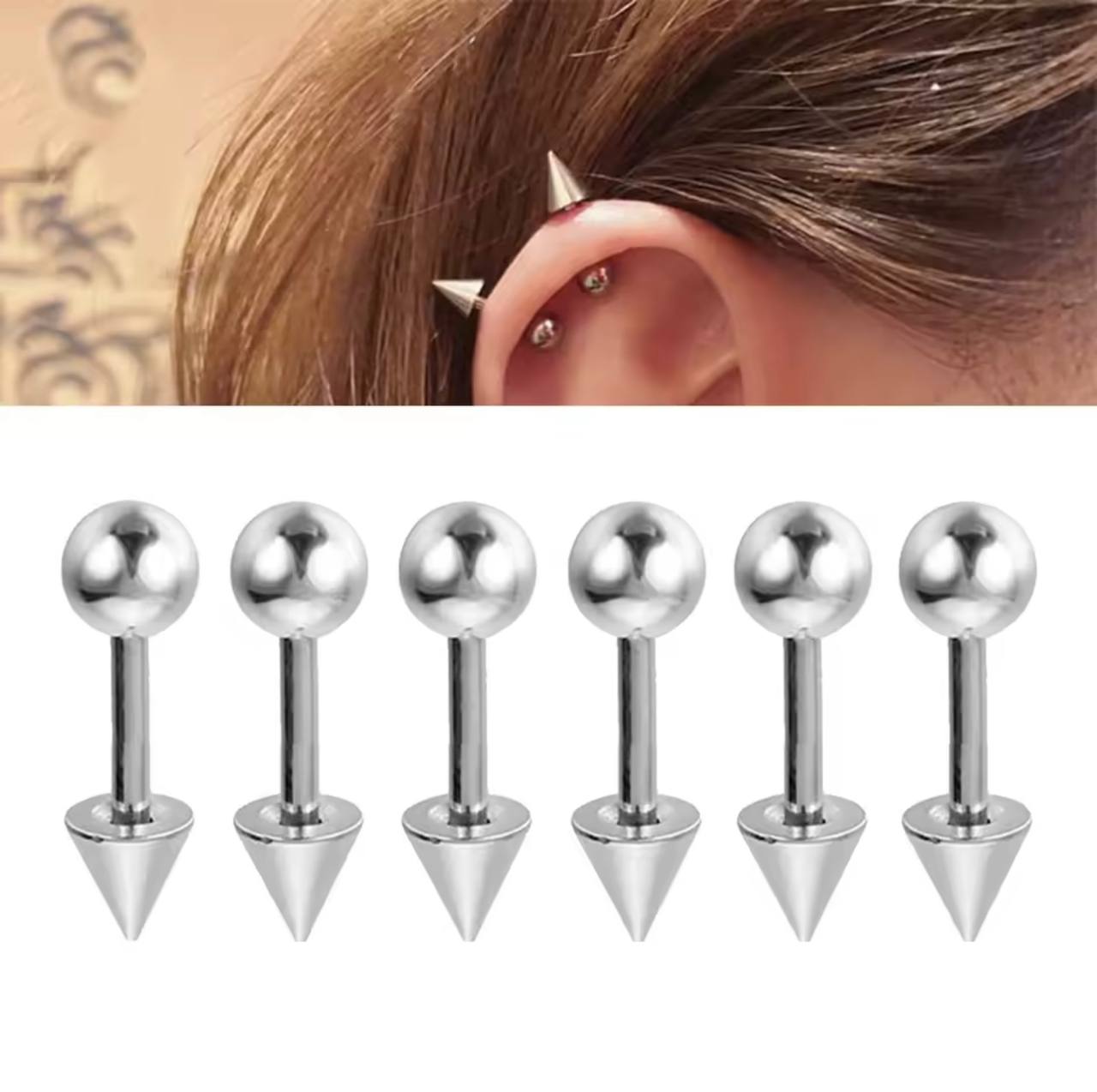 LABRET DO PIERCINGU TYTANOWY Z KULKĄ I STOŻKIEM – GWINT ZEWNĘTRZNY