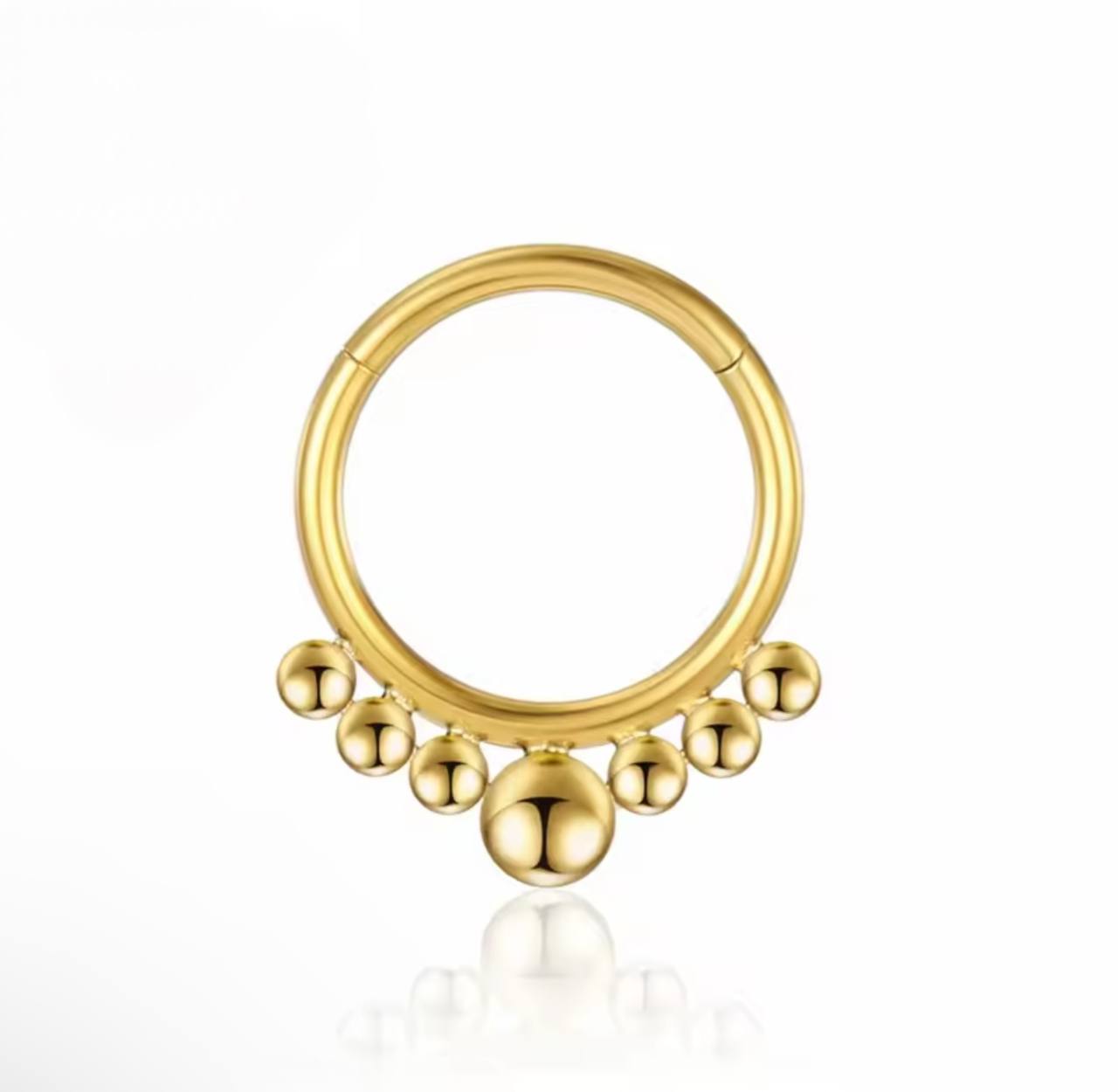 Tytanowy clicker srebrny G23 z kulkami – kółko do piercingu ucha i nosa