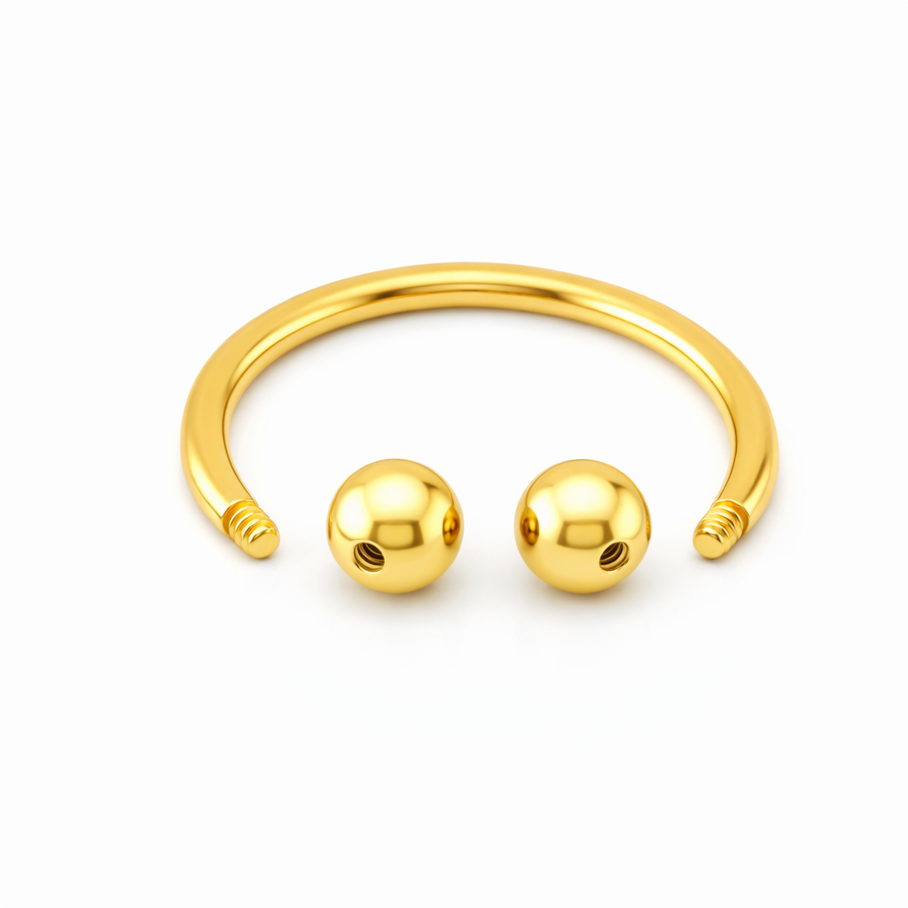 TYTANOWA PODKOWA Z DWOMA KULKAMI – GWINT ZEWNĘTRZNY ZŁOTA