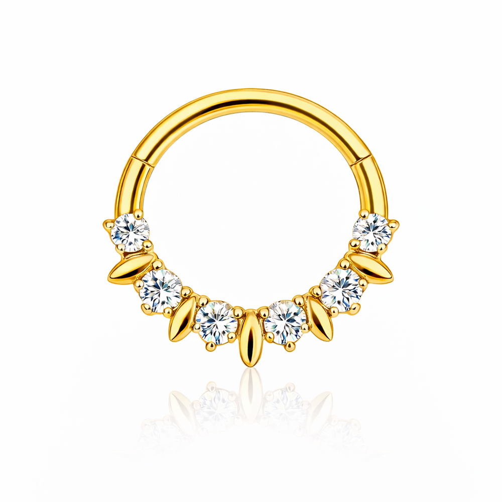 CLICKER Z CYRKONIAMI-KOLCZYK DO PIERCINGU ZLOTY