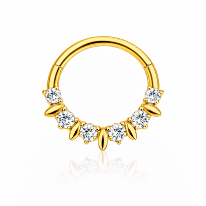 CLICKER Z CYRKONIAMI-KOLCZYK DO PIERCINGU ZLOTY