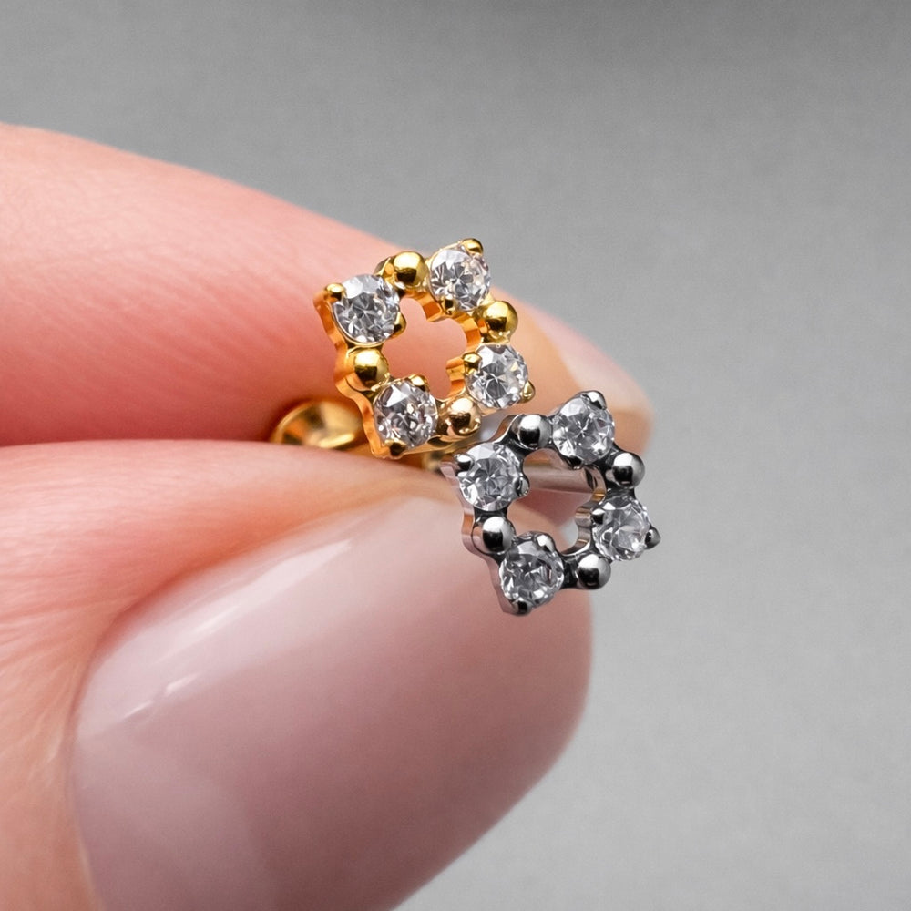 Kolczyk labret tytanowy do ucha z cyrkoniami - helix, tragus, lobe