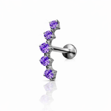LABRET DO PIERCINGU UCHA Z CIEMNO FIOLETOWYMI CYRKONIAMI (CLUSTER), SREBRNY