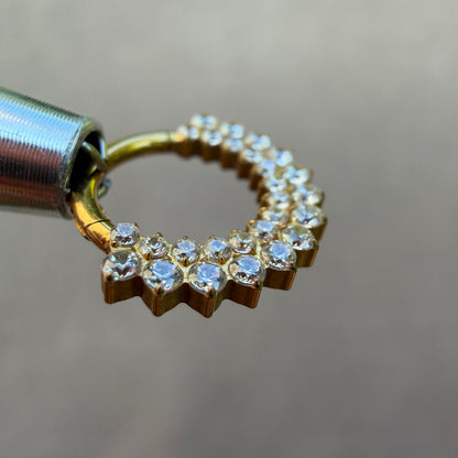 Kolczyk PIERCING  tytanowy CLICKER złoty z cyrkoniami w dwóch rzędach