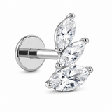 Kolczyk do piercingu ucha z trzema cyrkoniami – tytanowy labret – srebrny