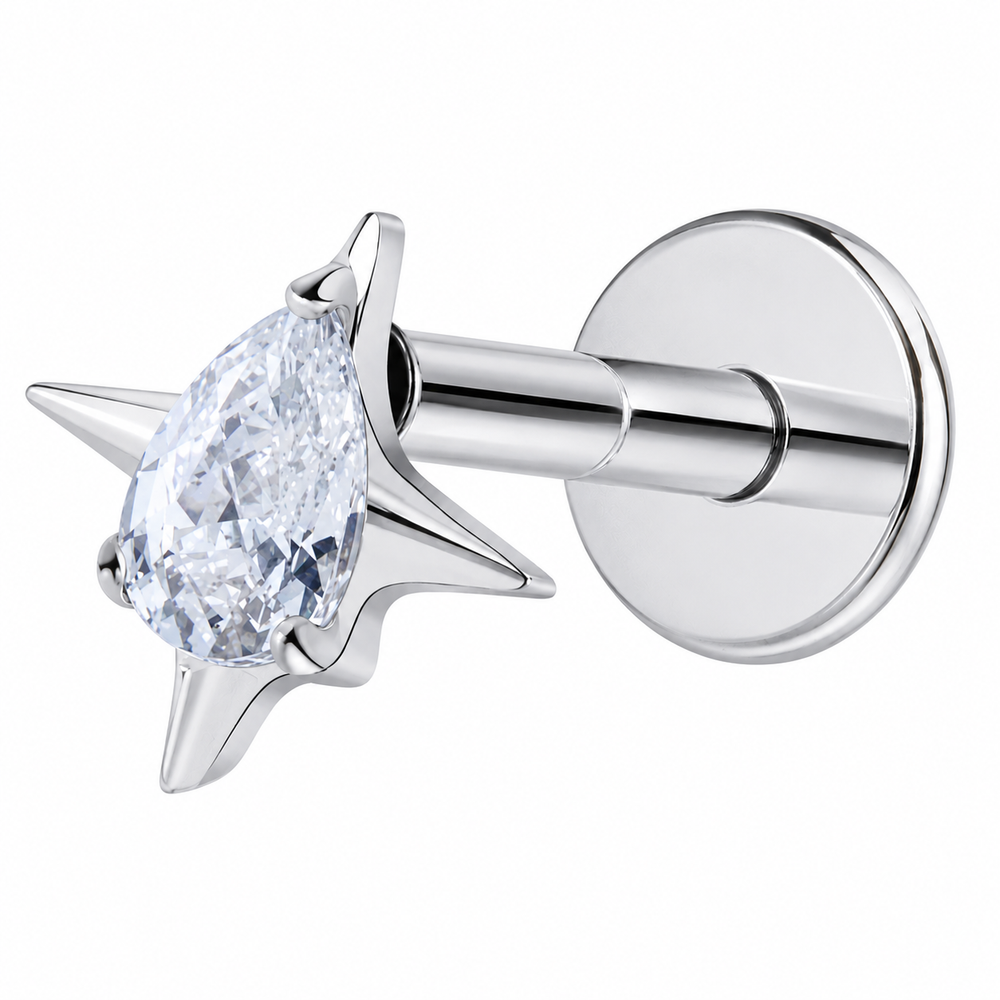 KOLCZYK TYPU LABRET DO PIERCINGU UCHA TYTAN ASTM F-136 SREBRNY