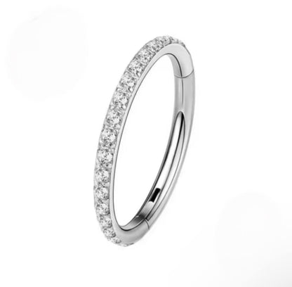 Tytanowe kółko CLICKER  srebny  kolczyk piercing Helix Conch Nostril