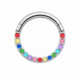 KOLCZYK CLICKER DO PIERCINGU UCHA Z  CYRKONIAMI – TYTANOWY SREBRNY