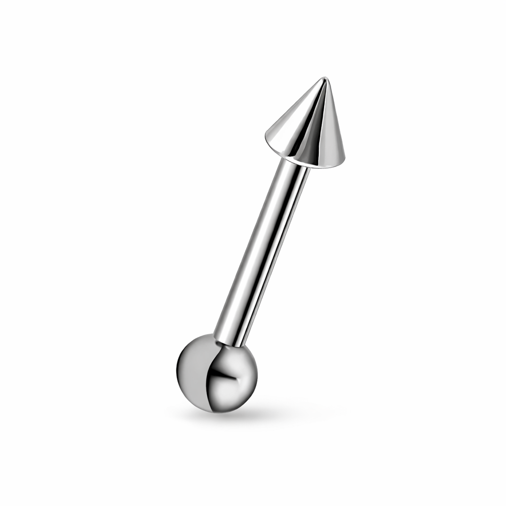 LABRET DO PIERCINGU TYTANOWY Z KULKĄ I STOŻKIEM – GWINT ZEWNĘTRZNY