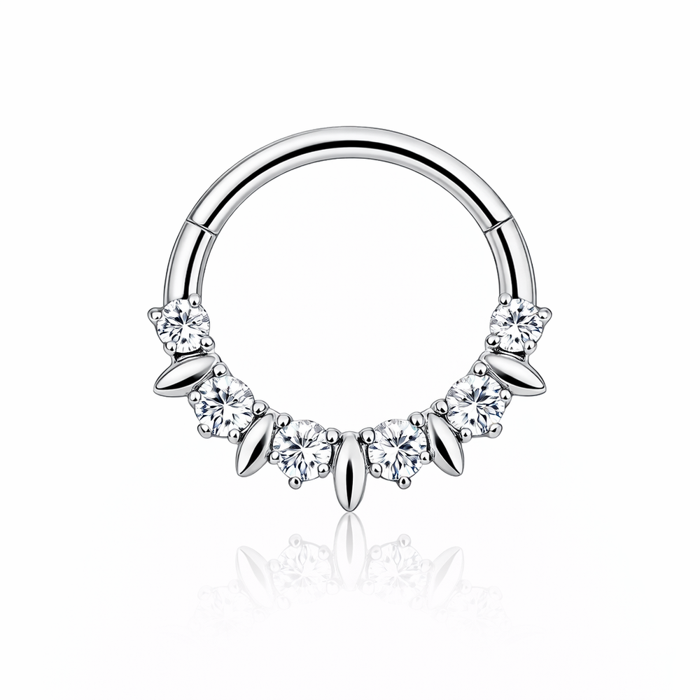 CLICKER Z CYRKONIAMI-KOLCZYK DO PIERCINGU SREBRNY