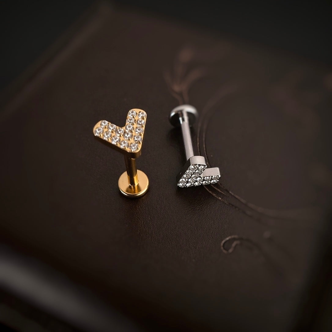 KOLCZYK LABRET DO PIERCINGY UCHA Z CYRKONIAMI SREBRNY