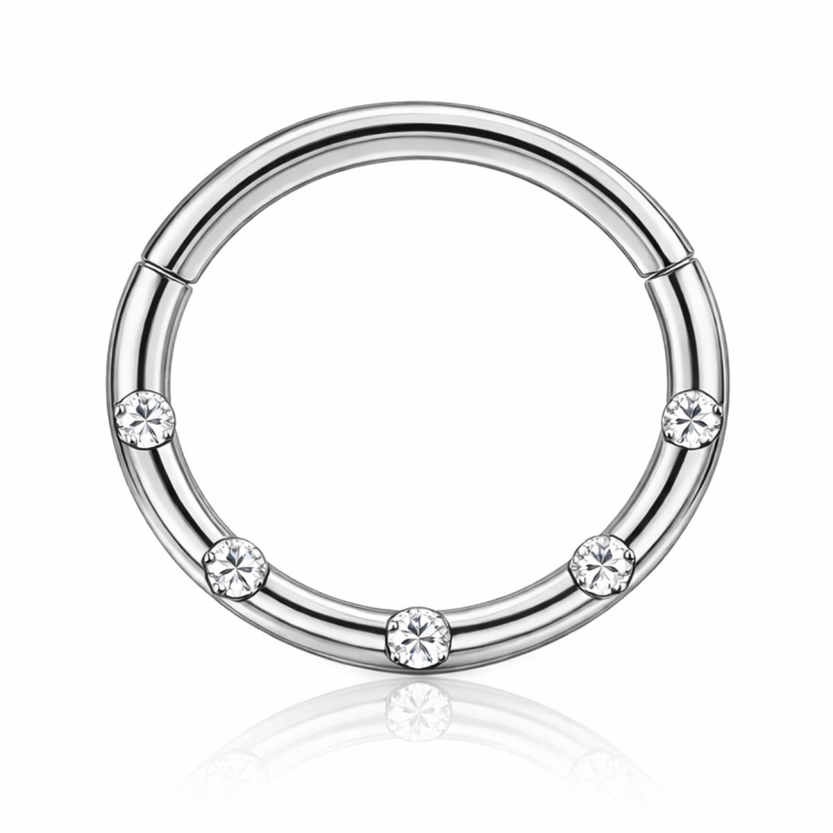 Kolczyk do piercingu ucha – clicker z cyrkoniami – srebrny