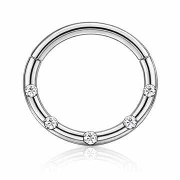 Kolczyk do piercingu ucha – clicker z cyrkoniami – srebrny