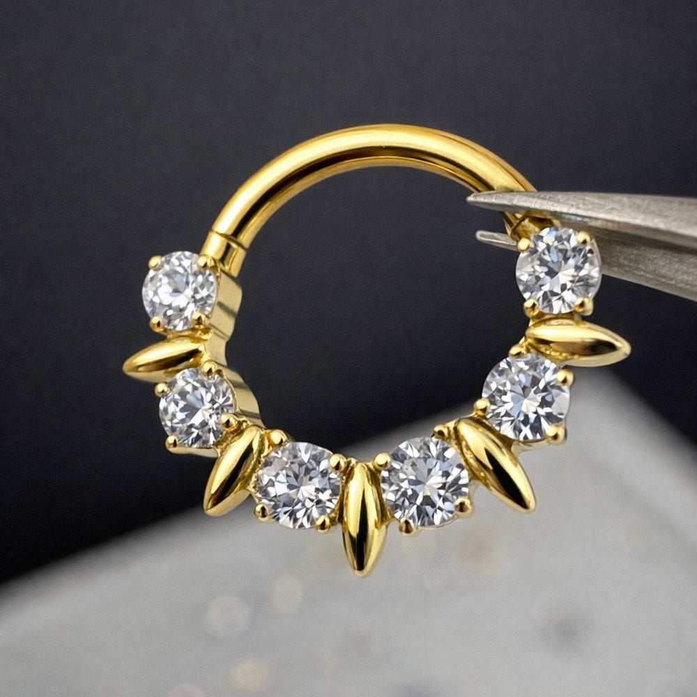 CLICKER Z CYRKONIAMI-KOLCZYK DO PIERCINGU ZLOTY