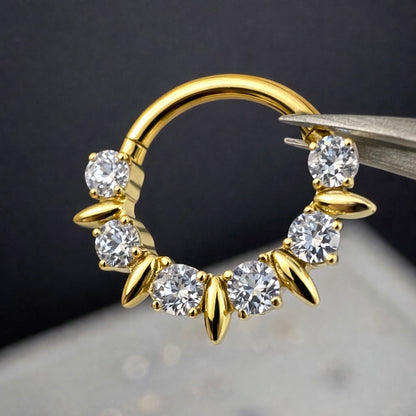 CLICKER Z CYRKONIAMI-KOLCZYK DO PIERCINGU ZLOTY