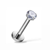 TYTANOWY KOLCZYK DO PIERCINGU UCHA -LABRET Z CYRKONIĄ- SREBRNY