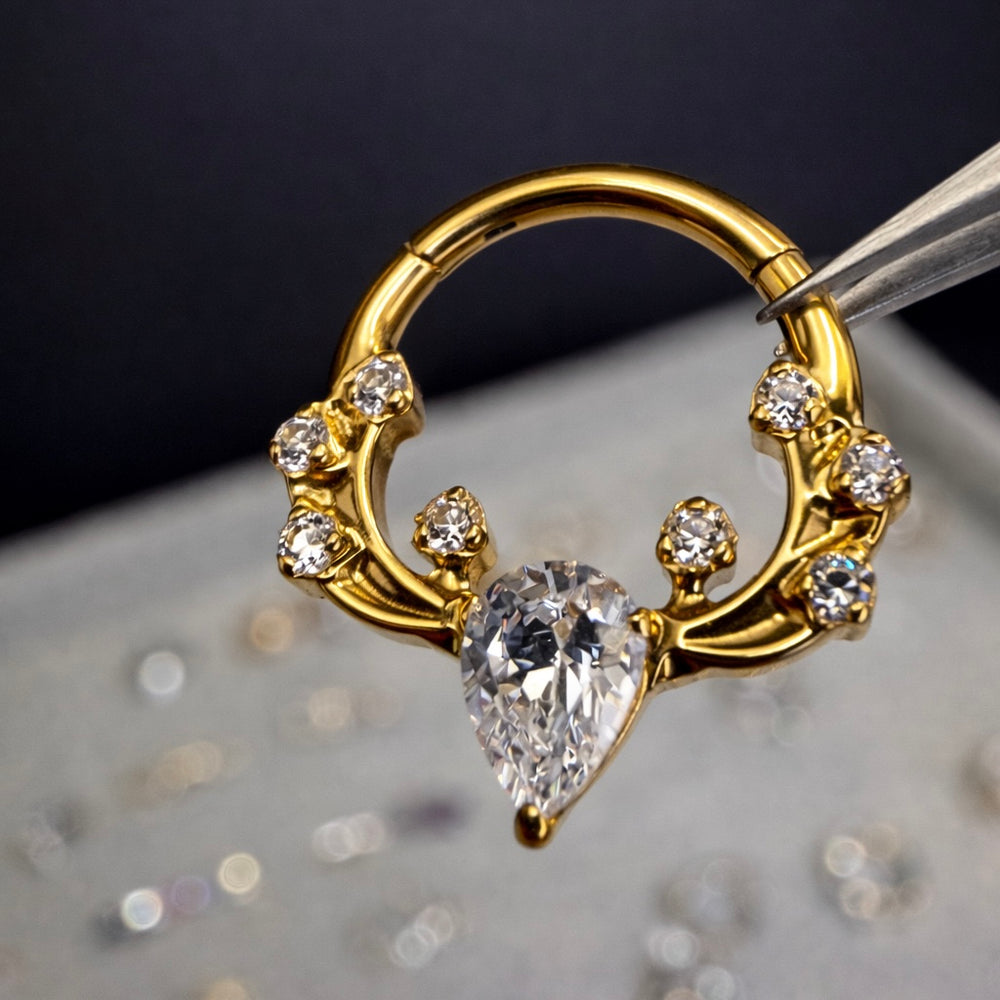 KÓŁKO CLICKER Z CYRKONIAMI-ZŁOTY KOLCZYK DO UCHA