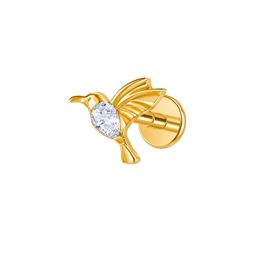 Labret z kolibrem do ucha – kolczyk do piercingu Helix, Tragus, Flat