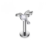 SREBRNY LABRET Z KOLIBREM – KOLCZYK DO PIERCINGU UCHA HELIX TRAGUS