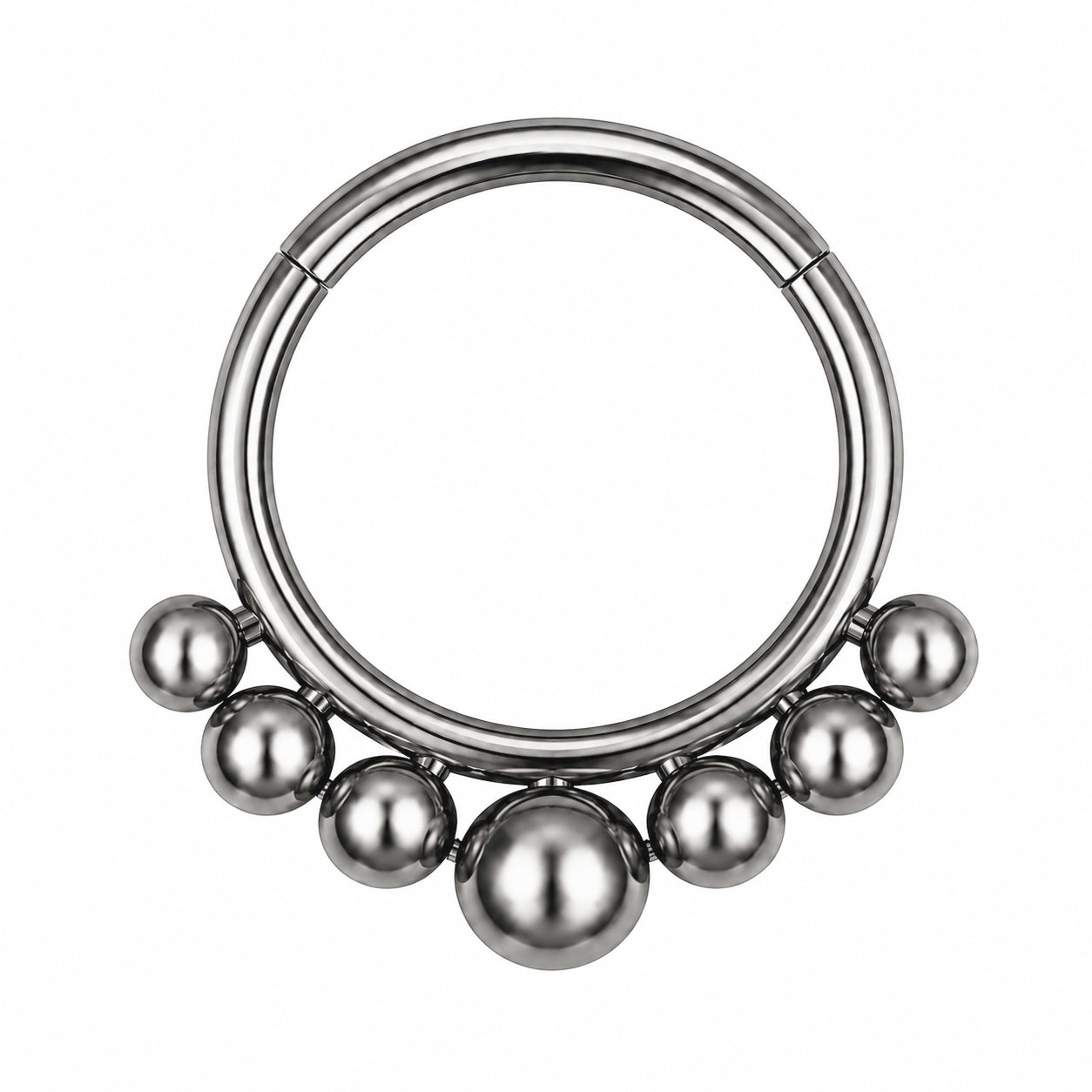 Kolczyk do piercingu ucha – tytanowy clicker z kulkami – srebrny