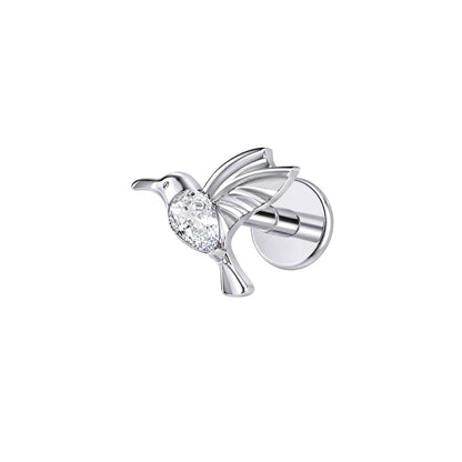Labret z kolibrem do ucha –  kolczyk do piercingu Helix, Tragus, Flat