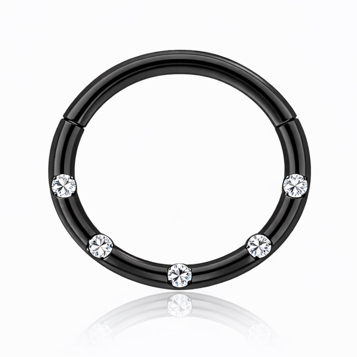 Kolczyk do piercingu ucha – clicker z cyrkoniami – czarny
