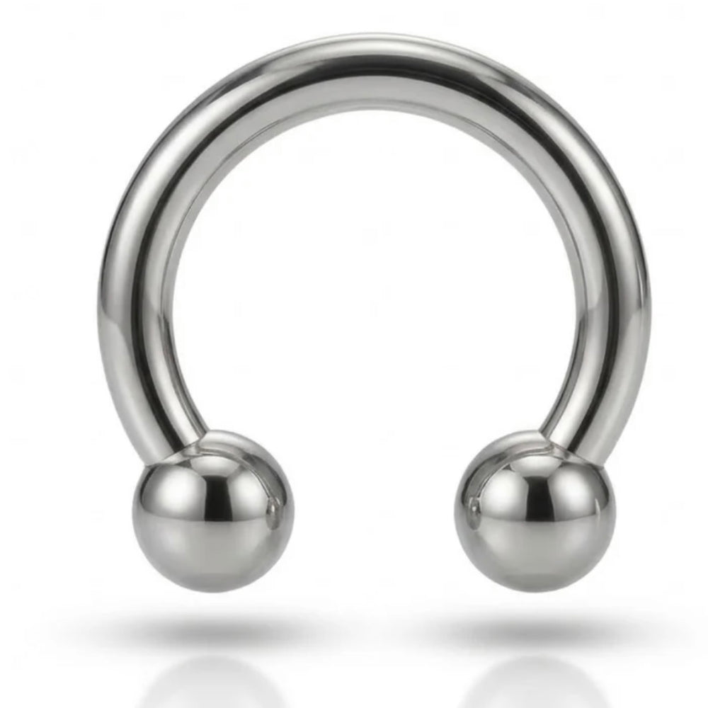 TYTANOWA PODKOWA Z DWOMA KULKAMI – GWINT ZEWNĘTRZNY SREBRNA