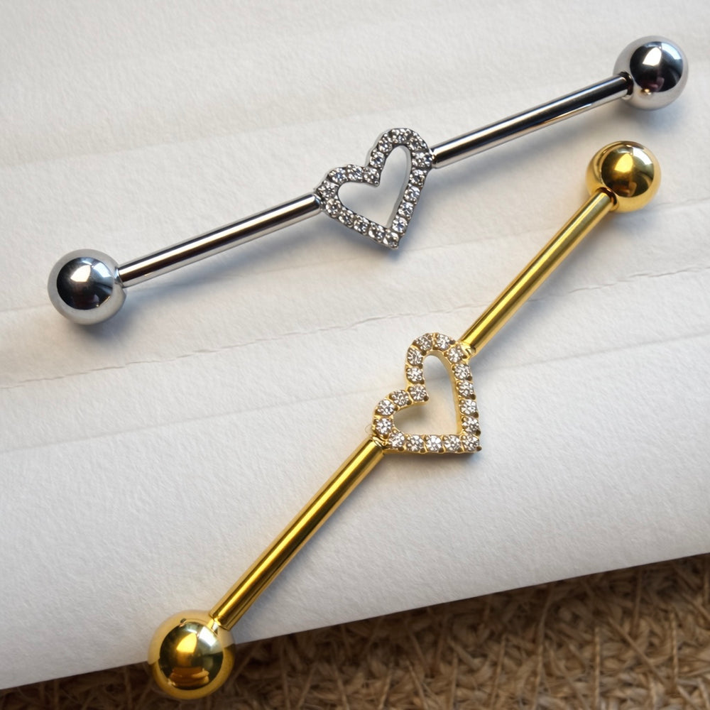 SZTANGA  TYTANOWA  SERCE Z CYRCKONIAMI  ZŁOTA