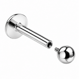 Tytanowy labret do piercingu z kulką – gwint wewnętrzny, srebrny