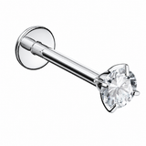 Tytanowy labret z cyrkonią – kolczyk do piercingu ucha – srebrny