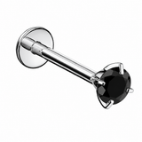 Tytanowy labret z cyrkonią – kolczyk do piercingu ucha – srebrny