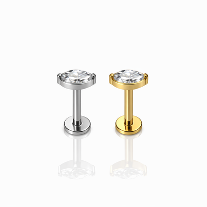 TYTANOWY LABRET Z CYRKONIĄ SREBRNY