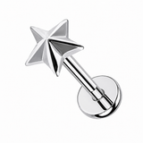 Kolczyk do piercingu ucha gwiazdka – tytanowy labret – srebrny