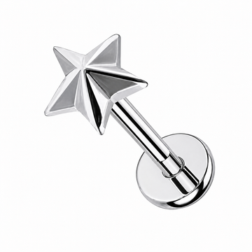 Kolczyk do piercingu ucha gwiazdka – tytanowy labret – srebrny