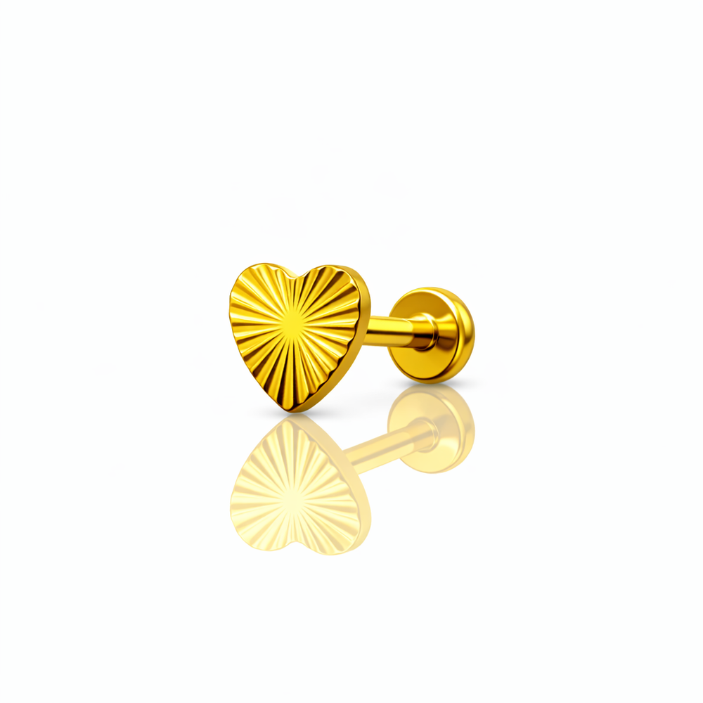 KOLCZYK DO PIERCINGU LABRET TYTANOWY – SERCE ZŁOTY