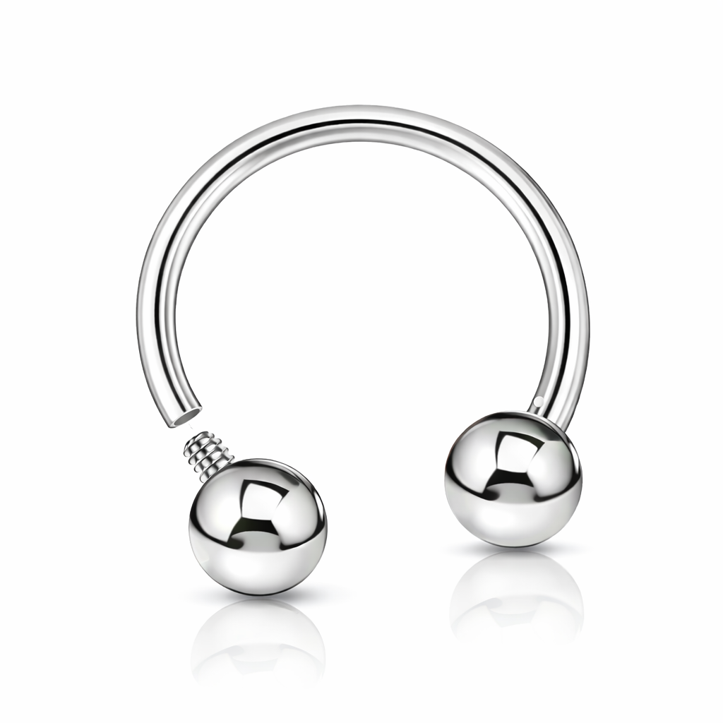 TYTANOWA PODKOWA Z DWOMA KULKAMI – GWINT WEWNĘTRZNY SREBRNA