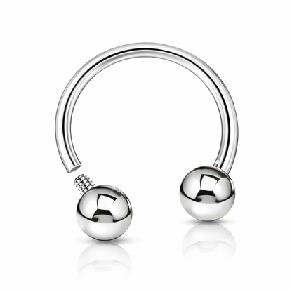 TYTANOWA PODKOWA Z DWOMA KULKAMI – GWINT WEWNĘTRZNY SREBRNA