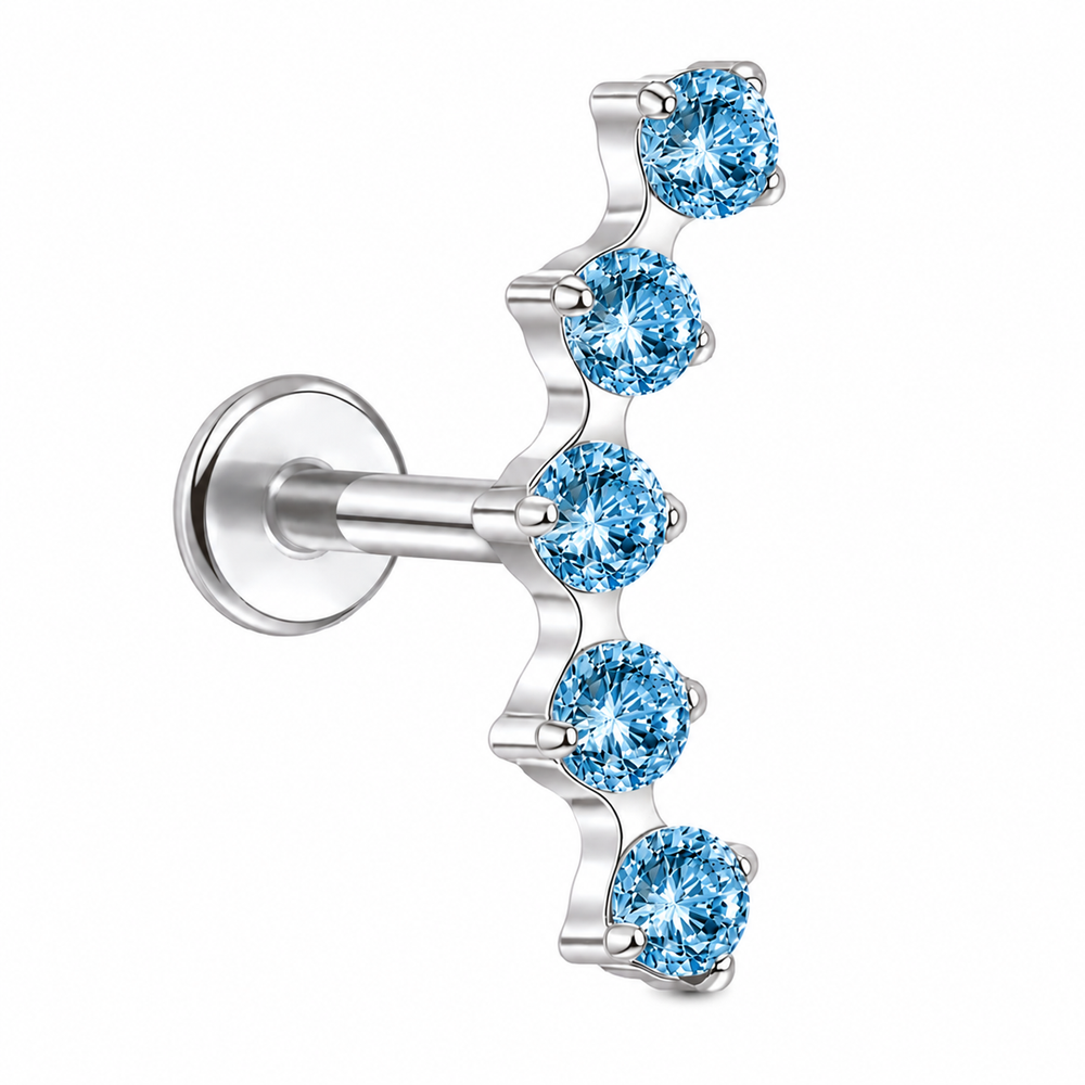 Kolczyk do piercingu ucha – tytanowy labret Cluster z cyrkoniami, złoty