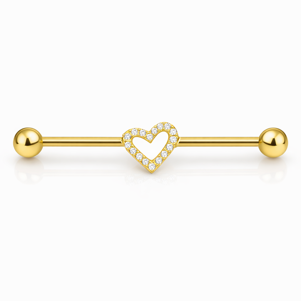 SZTANGA  TYTANOWA  SERCE Z CYRCKONIAMI  ZŁOTA