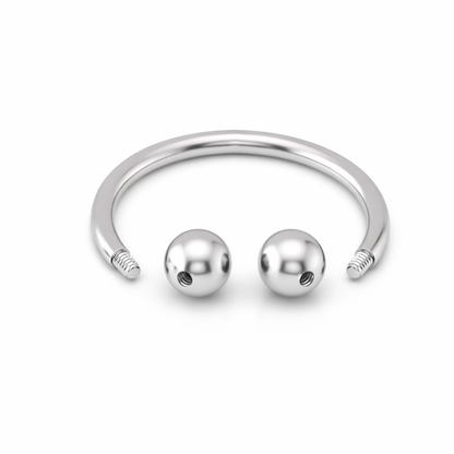 TYTANOWA PODKOWA Z DWOMA KULKAMI – GWINT ZEWNĘTRZNY SREBRNA