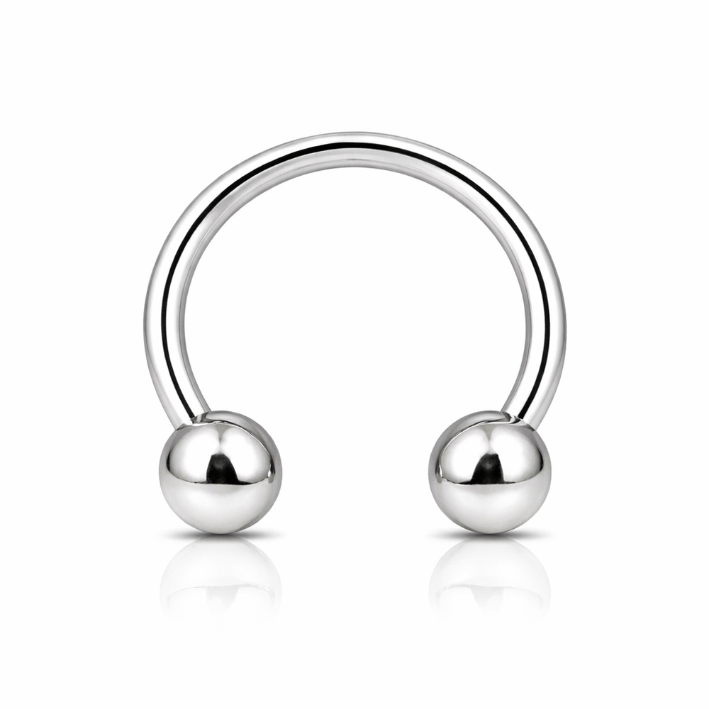 TYTANOWA PODKOWA Z DWOMA KULKAMI – GWINT ZEWNĘTRZNY SREBRNA