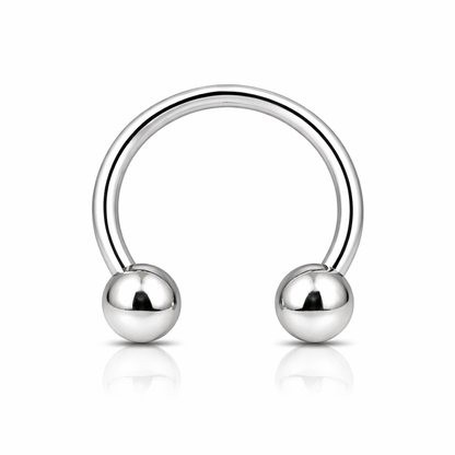 TYTANOWA PODKOWA Z DWOMA KULKAMI – GWINT ZEWNĘTRZNY SREBRNA