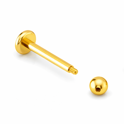 TYTANOWY  ZŁOTY  LABRET  ZEWNĘTRZNY Z KULKĄ