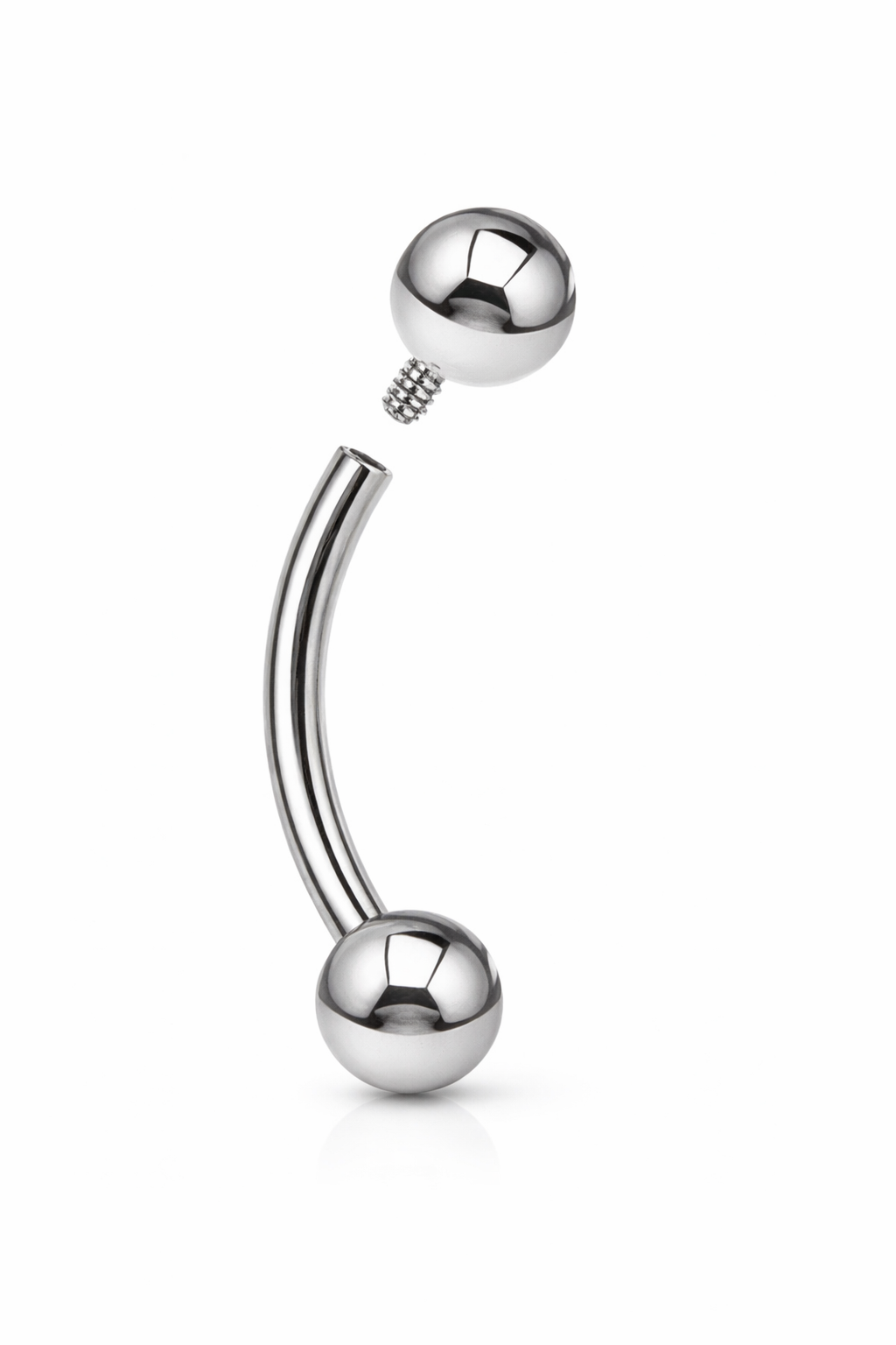 BANAN Tytanowy SREBRNY – kolczyk do piercingu Gwint wewnętrzny