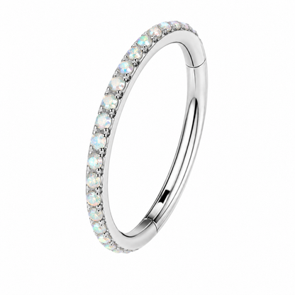 KOLCZYK CLICKER DO PIERCINGU UCHA Z CYRKONIAMI – TYTANOWY SREBRNY