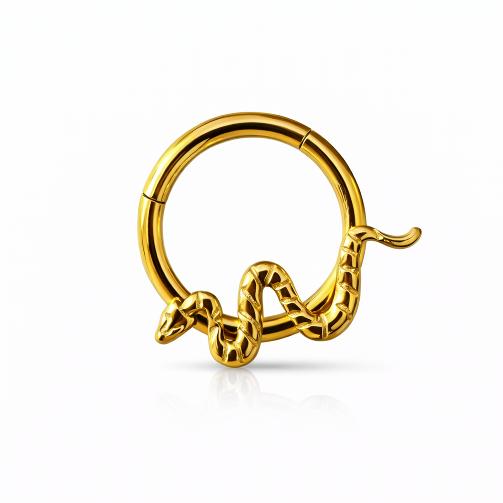kółko Clicker tytanowy  wąż Złoty  piercing do ucha